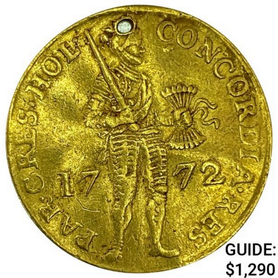 1772 Netherlands .1106oz Gold Ducat NEARLY UNCIRCULATED