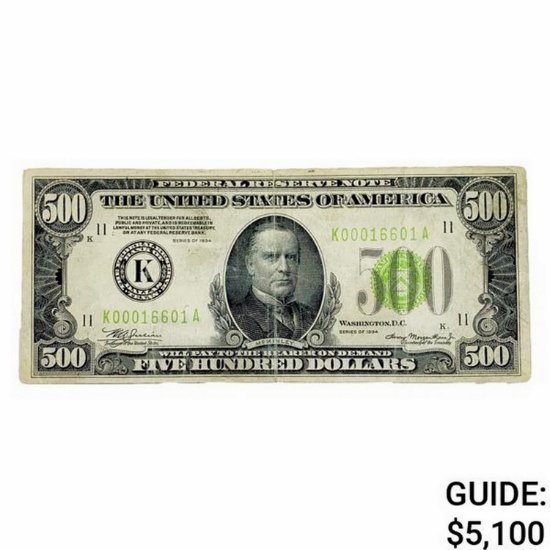1934 $500 Fed Reserve Note
