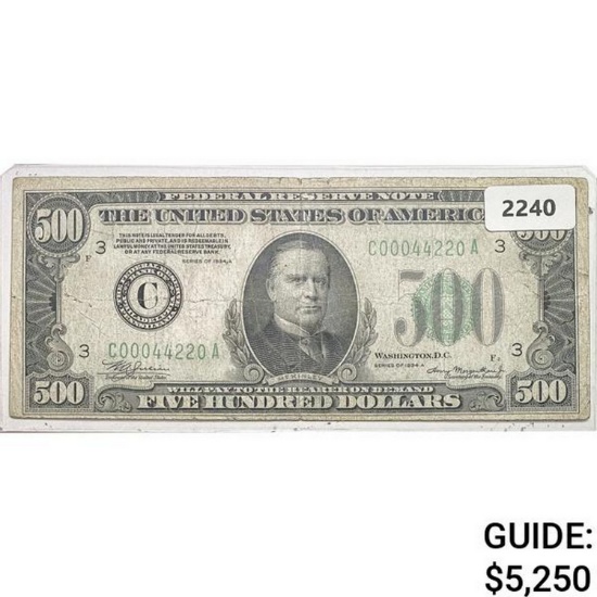 1934A $500 Federal Reserve Note - Bank of Chicago