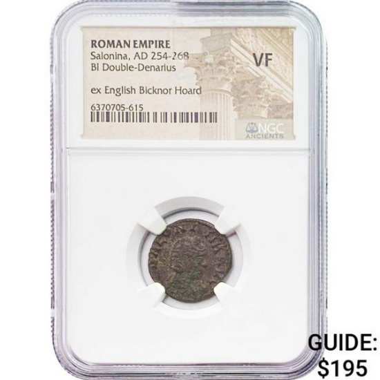 Roman Salonina, AD 254-268 BI Double-Denarius NGC VF