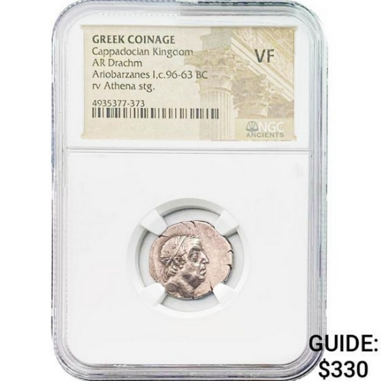 Greek Cappadocian 96-63 BC Silver Drachm NGC VF