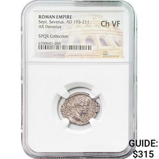 Roman Sept. Severus, AD 193-211 Silver Denarius NGC Ch VF
