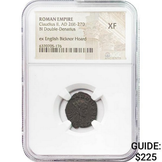 Roman Claudius II, AD 268-270 BI Double-Denarius NGC XF
