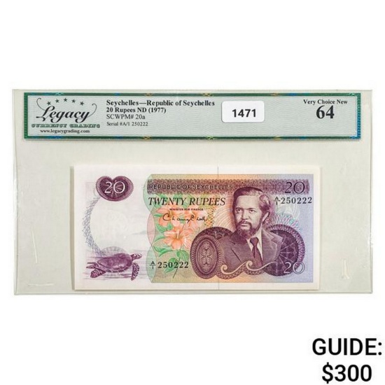 1977 Seychelles 20 Rupees ND Currency Legacy