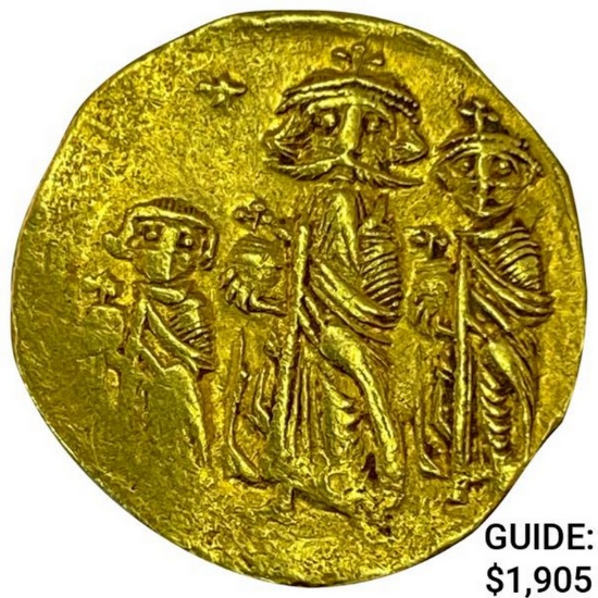 Byzantine Heraclius 610-641 AD .14oz Gold Solidus NEARLY UNCIRCULATED