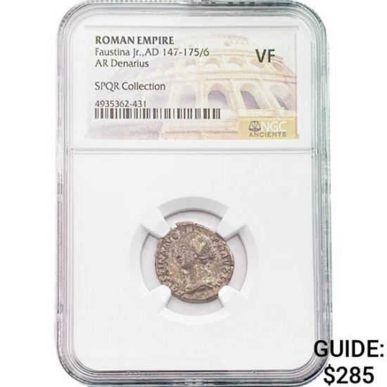 Roman Faustina Jr. AD 147-175/6 Silver Denarius NGC VF