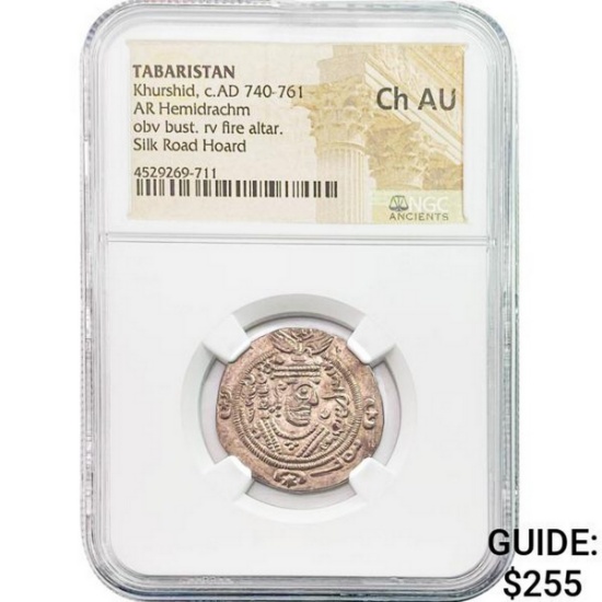 Tabaristan c.AD 780-793 Silver Hemidrachm NGC Ch AU