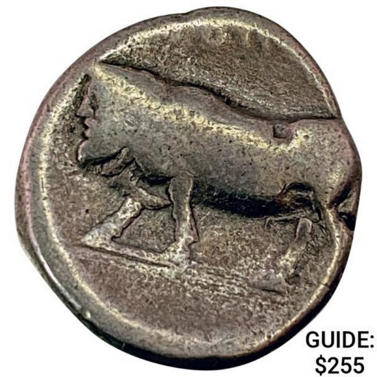 Greece Campania, Hyria Silver Didrachm ABOUT UNCIRCULATED