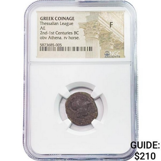 Greek Thessalian League 2nd-1st Century BC Bronze NGC F
