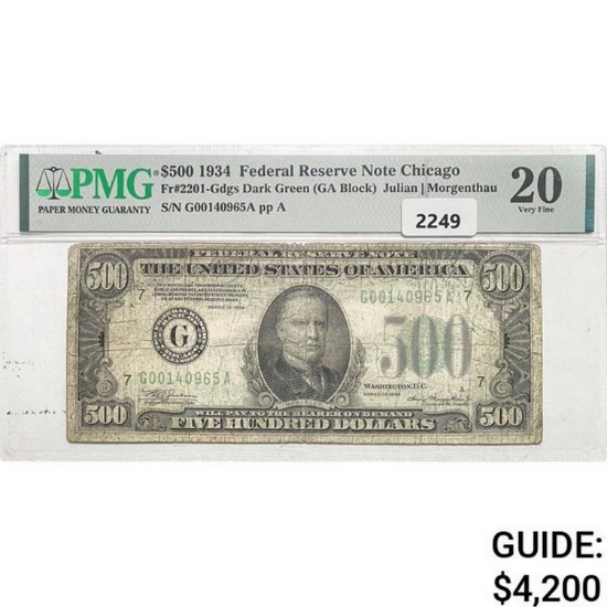 1934 $500 Federal Reserve Note-Chicago PMG 20