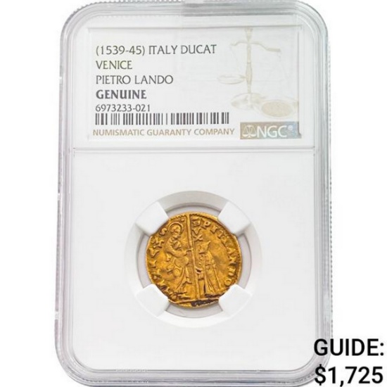 [1539-45] Italy .12oz Gold Ducat-Pietro Lando NGC GENUINE
