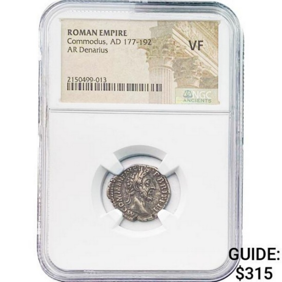 Roman Commodus, AD 177-192 Silver Denarius NGC VF