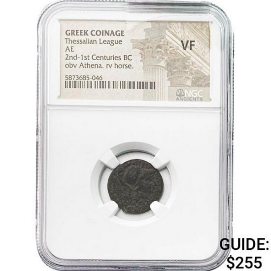Greek Thessalian League 2nd-1st Century BC Bronze  NGC VF
