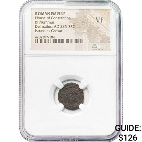 Roman Delmatius, AD 335-337 BI Nummus NGC VF