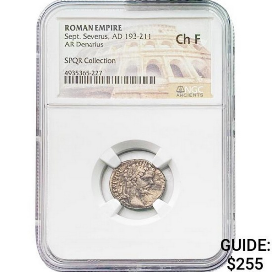 Roman Sept. Severus, AD 193-211 Silver Denarius NGC Ch F