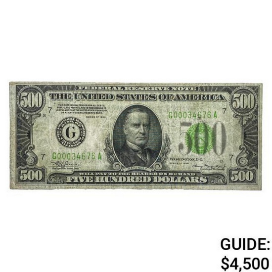 1934 $500 U.S. FRN - Chicago Very Fine