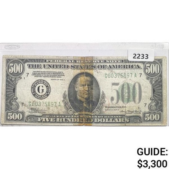 1934A $500 Federal Reserve Note - Bank of Chicago