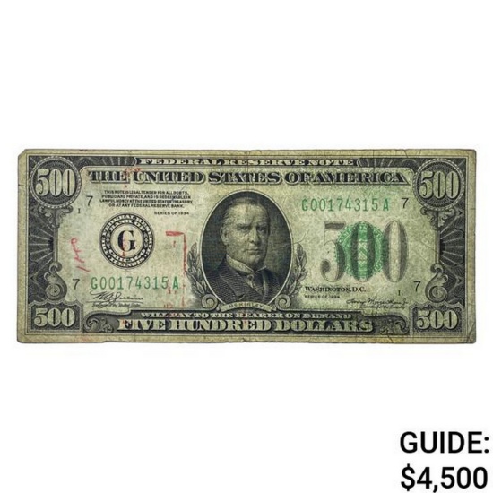 1934 $500 U.S. FRN - Chicago Very Fine