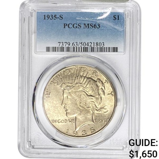 1935-S Silver Peace Dollar PCGS MS63