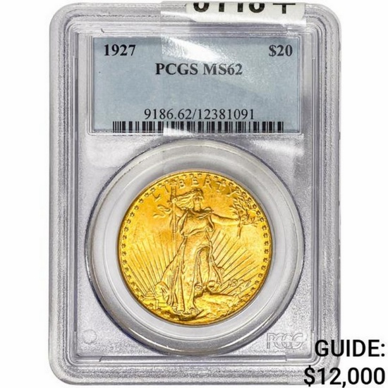 1927 $20 Gold Double Eagle PCGS MS62