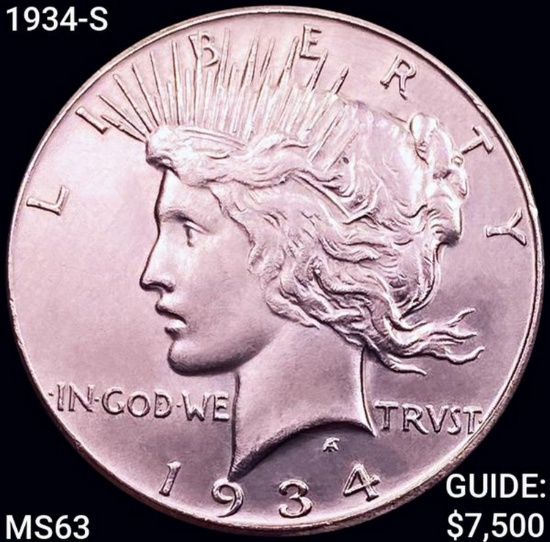 1934-S Silver Peace Dollar CHOICE BU