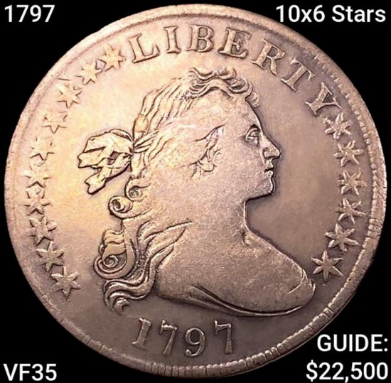 1797 10x6 Stars Draped Bust Dollar ABOUT UNCIRCULATED