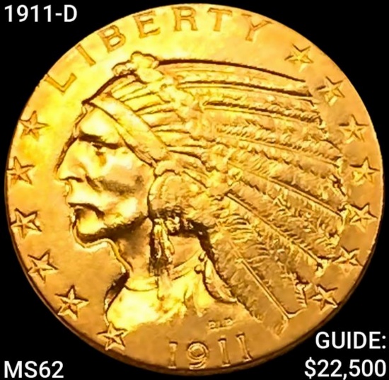 1911-D $5 Gold Half Eagle UNCIRCULATED