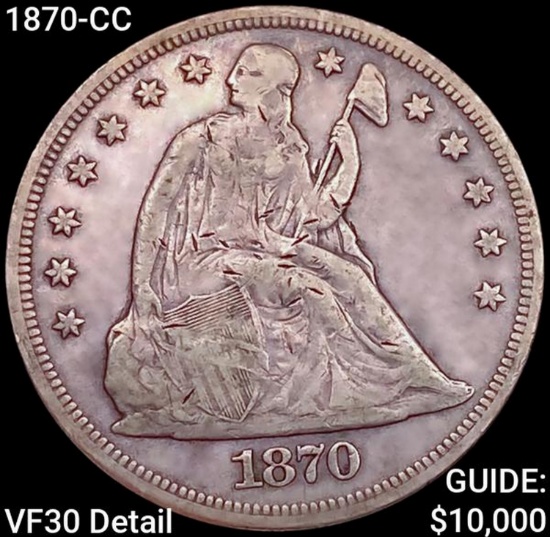 1870-CC Seated Liberty Dollar LIGHTLY CIRCULATED