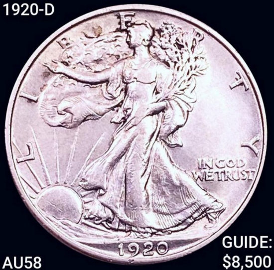 1920-D Walking Liberty Half Dollar CHOICE AU