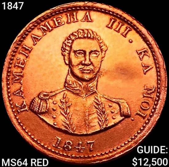 1847 Kingdom of Hawaii Cent CHOICE BU RD