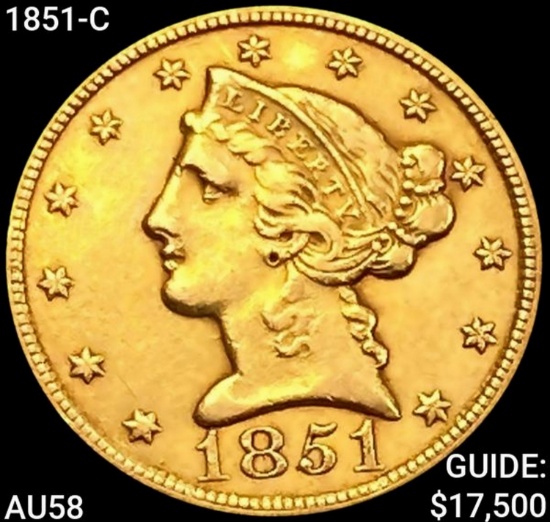 1851-C $5 Gold Half Eagle CHOICE AU