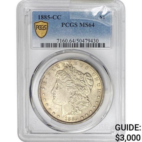 1885-CC Morgan Silver Dollar PCGS MS64