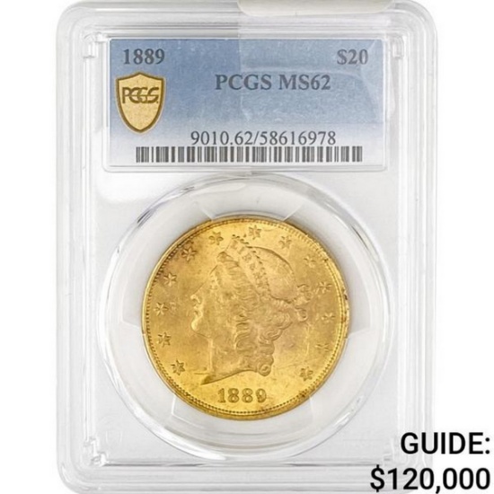 1889 $20 Gold Double Eagle PCGS MS62