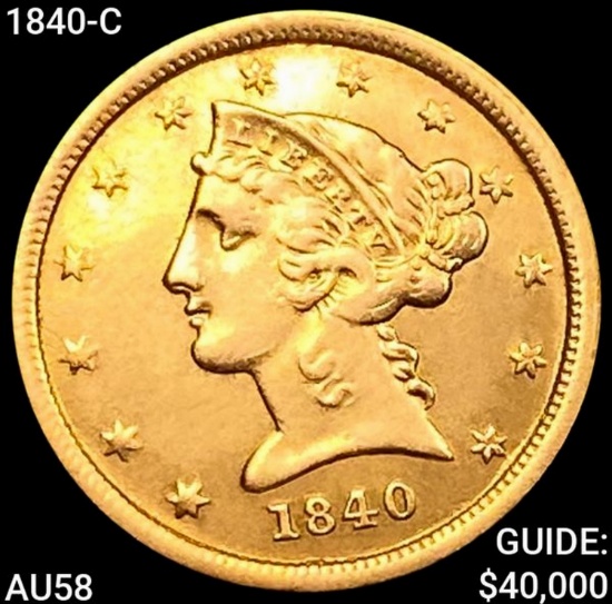 1840-C $5 Gold Half Eagle CHOICE AU