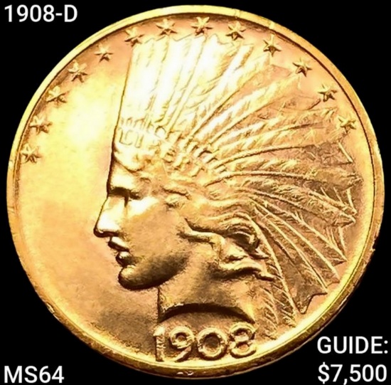 1908-D $10 Gold Eagle CHOICE BU