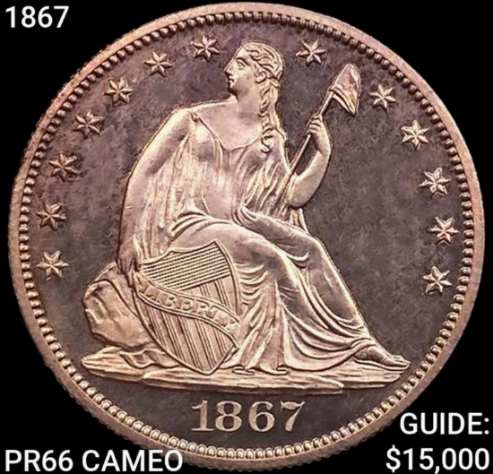 1867 Seated Liberty Half Dollar GEM PROOF CAM