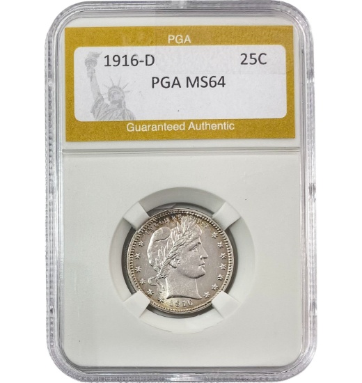 1916-D Barber Quarter PGA MS64