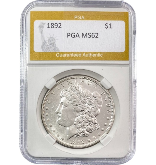 1892 Morgan Silver Dollar PGA MS62