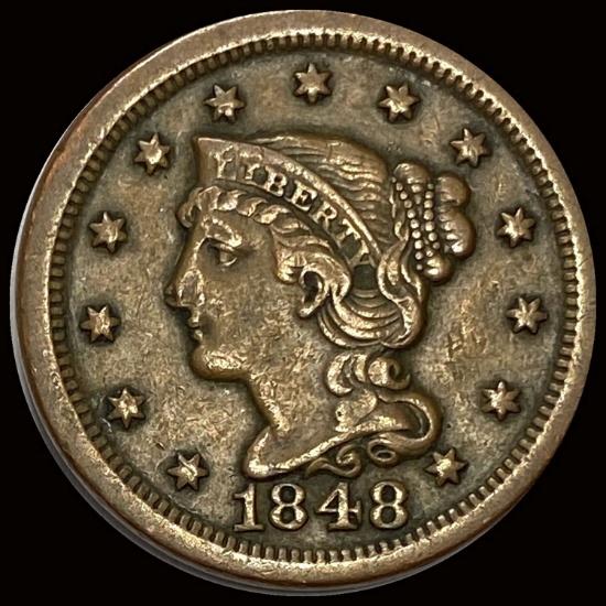 1848 Braided Hair Large Cent LIGHTLY CIRCULATED