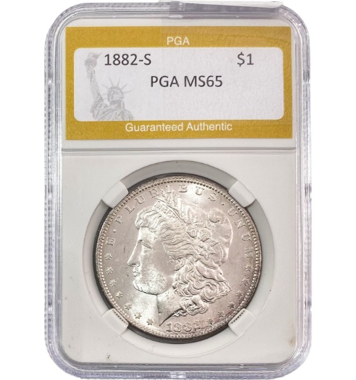 1882-S Morgan Silver Dollar PGA MS65