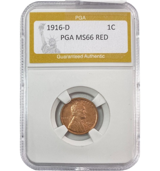 1916-D Lincoln Wheat Cent PGA MS66 RED