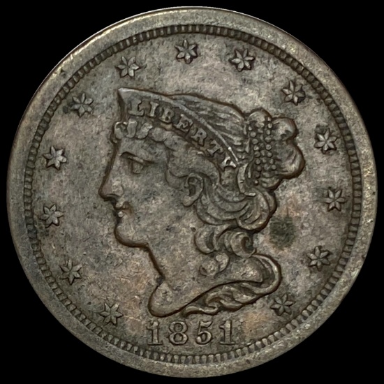 1851 Braided Hair Half Cent LIGHTLY CIRCULATED