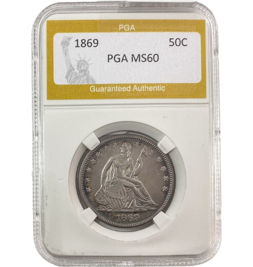 1869 Seated Liberty Half Dollar PGA MS60