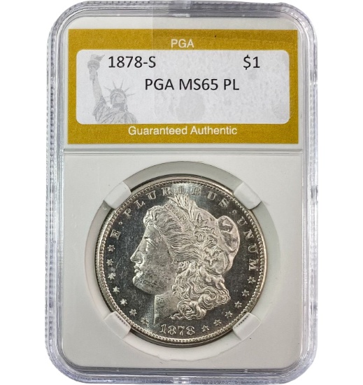 1878-S Morgan Silver Dollar PGA MS65 PL
