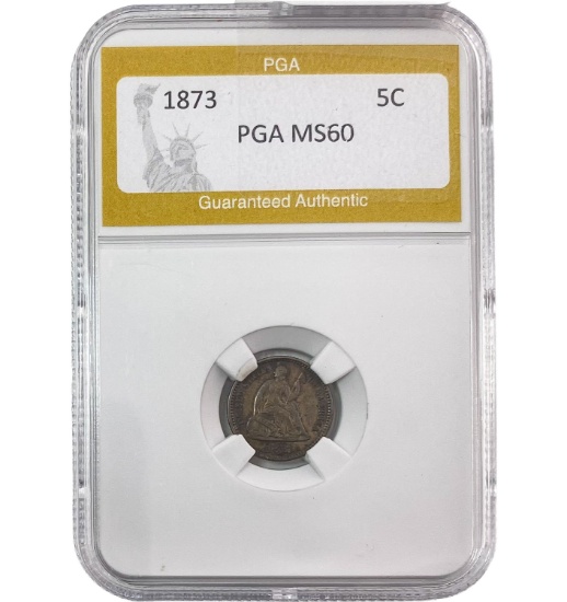 1873 5C Seated Liberty PGA MS60