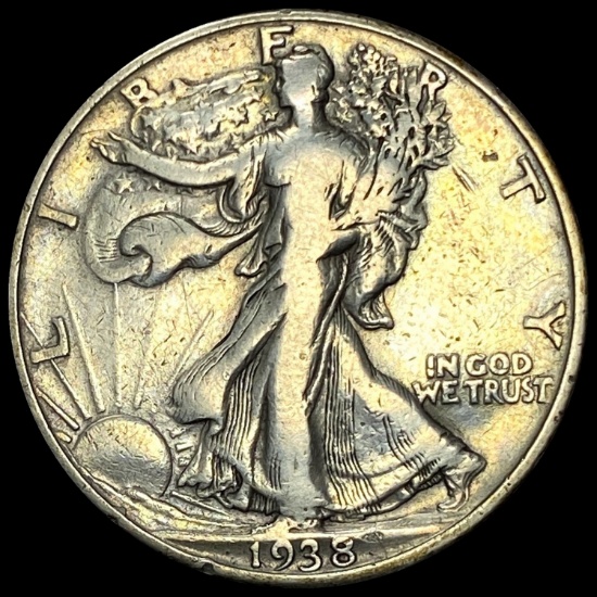 1938-D Silver Half Dollar Walking Liberty LIGHTLY CIRCULATED
