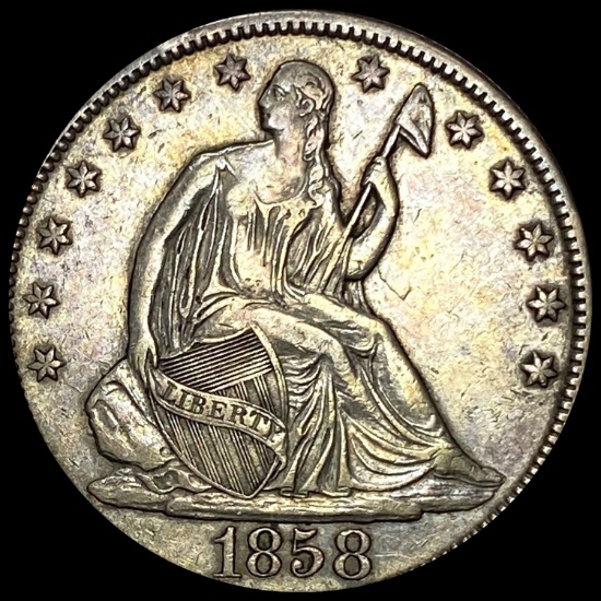 1858 Seated Liberty Half Dollar NEARLY UNCIRCULATED