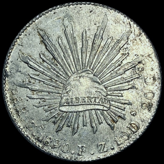 1890Zs FZ Mexico Silver 8 Reales CHOICE AU