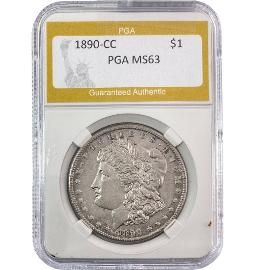 1890-CC Morgan Silver Dollar PGA MS63