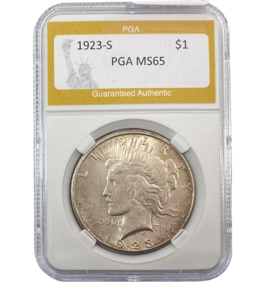 1923-S Peace Silver Dollar PGA MS65